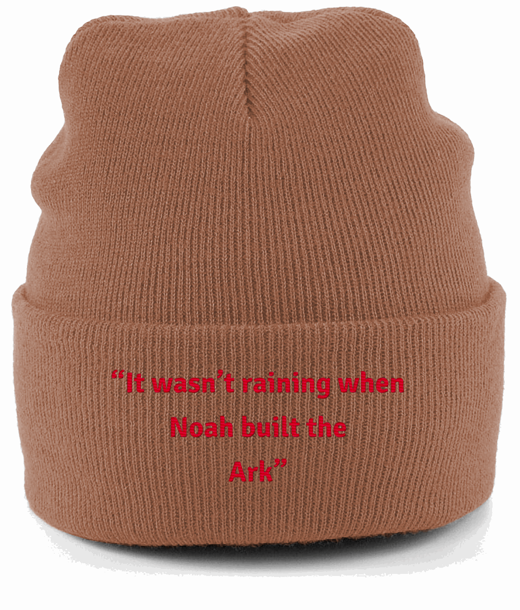 Original Cuffed Beanie “It wasn’t raining when Noah built the Ark”