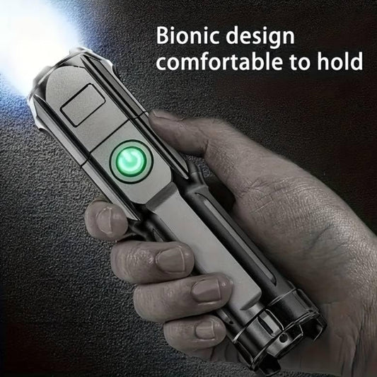 Led Powerful Zoomable Flashlight, for Outdoor or in Door Multi-Functional Portable Small Flashlight, Telescopic Zoom Light, Multi Flash Settings -Rechargeable