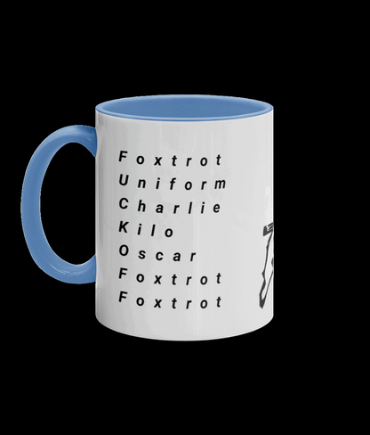 11oz foxtrot uniform, Charlie kilo, Oscar foxtrot, foxtrot Coloured Inner & Handle Mug.